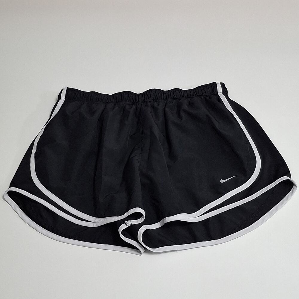 Nike Dri-FIT Running Shorts Womens Size XL Black White Piping Lined Athletic Gym